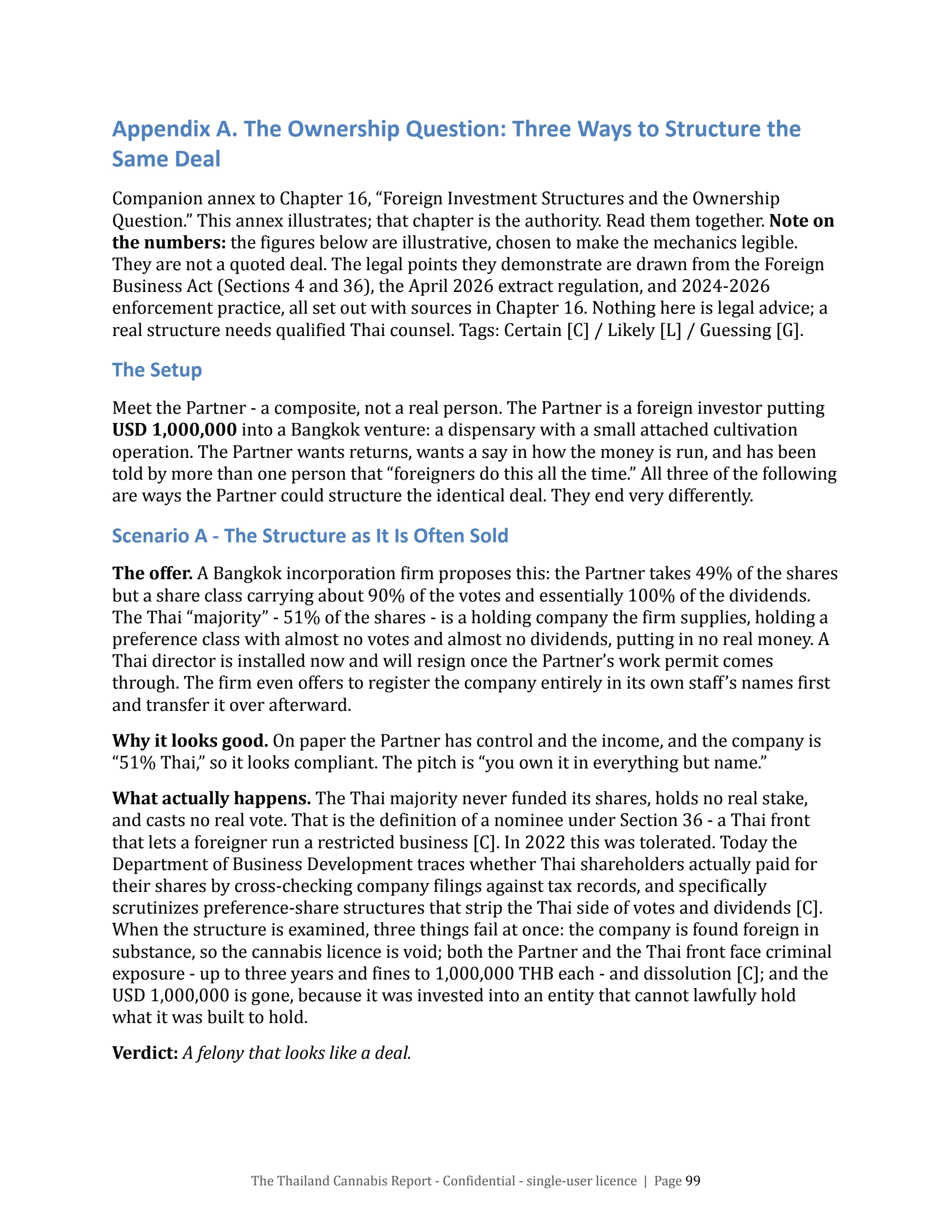 Page 99 of the Thailand Cannabis Report, the appendix opener.